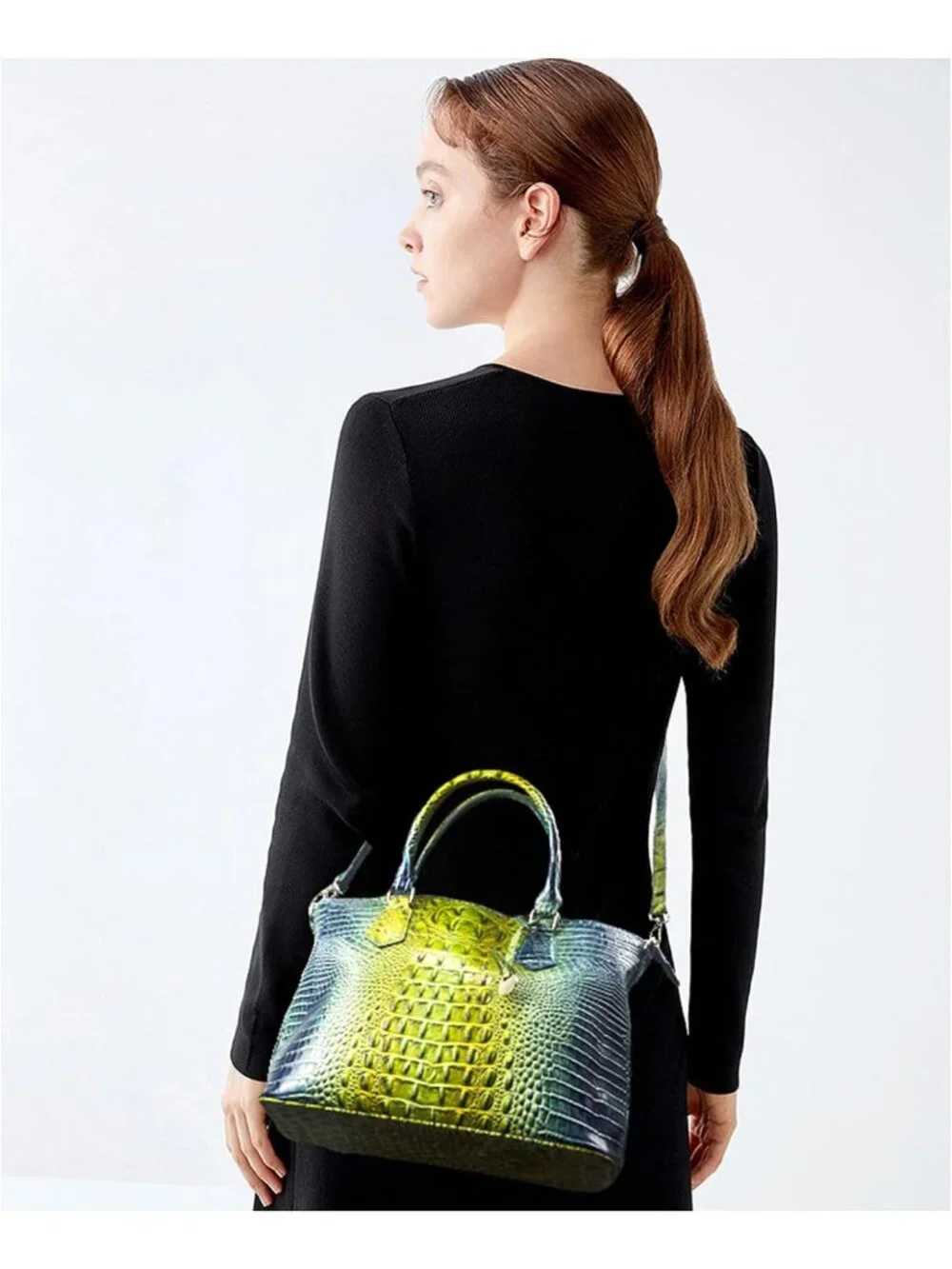 Crocodile-Pattern Vegan Leather Handbag for Women | Stylish Satchel Tote with